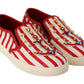 Dolce & Gabbana Red White Anchor Studded Loafers Shoes