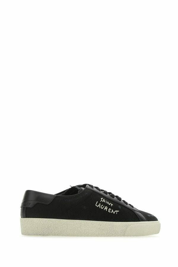 Saint Laurent Black Canvas & Leather Low Top Sneakers