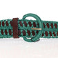 Dolce & Gabbana Green Raffia Woven Waist Leather Wide Belt