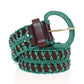 Dolce & Gabbana Green Raffia Woven Waist Leather Wide Belt