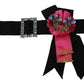 Dolce & Gabbana Black Pink Flower Brooch Crystals Cotton Belt