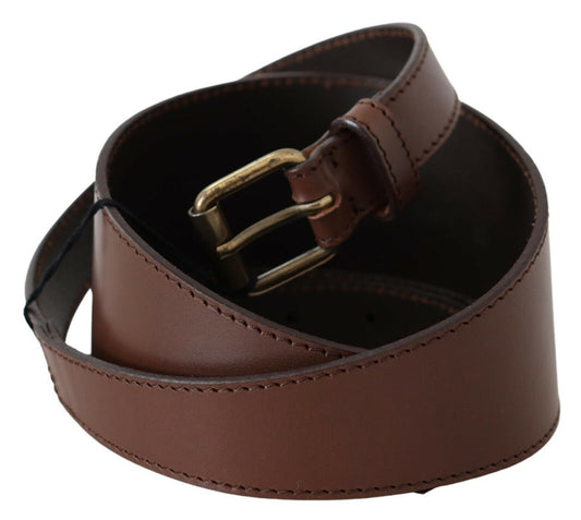 PLEIN SUD Brown Genuine Leather Rustic Metal Buckle Belt