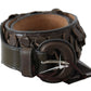 Ermanno Scervino Dark Brown Leather Round Buckle Waist Belt