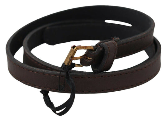 MILA SCHÖN Brown Genuine Leather Skinny Fashion Dark Belt