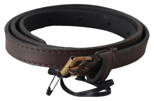 MILA SCHÖN Brown Genuine Leather Skinny Fashion Dark Belt