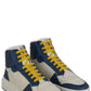 Saint Laurent Blue Calf Leather Mid Top Sneakers