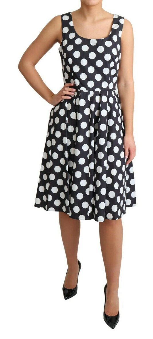 Dolce & Gabbana Blue Polka Dotted Cotton A-Line Dress