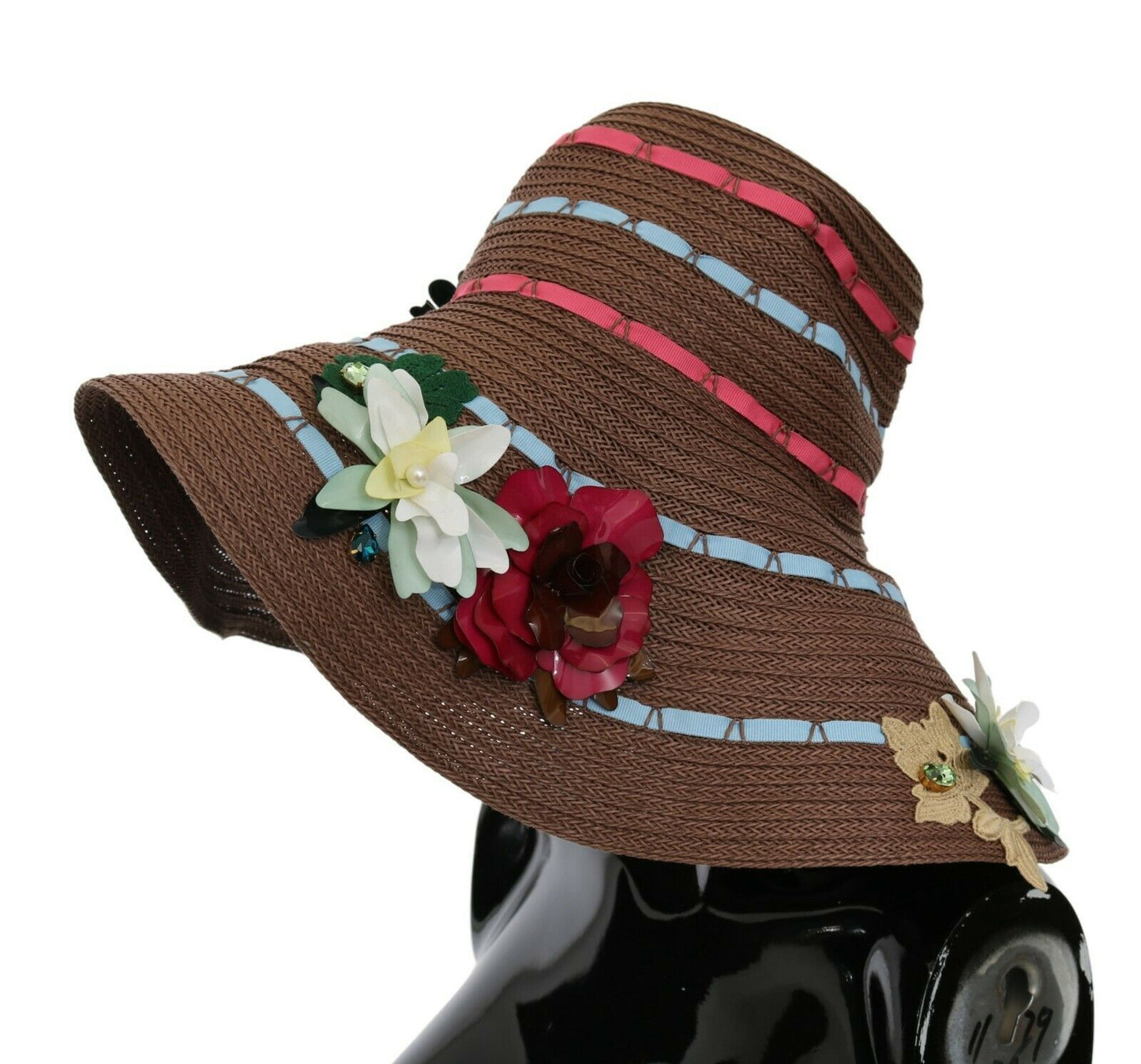 Dolce & Gabbana Brown Knitted Straw Floral Hat