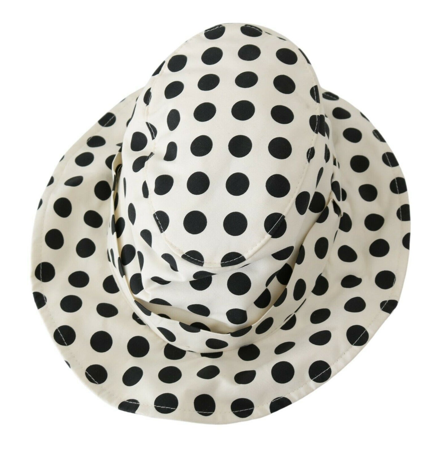 Dolce & Gabbana White 100% Cotton Polka Dot Design Trilby Hat