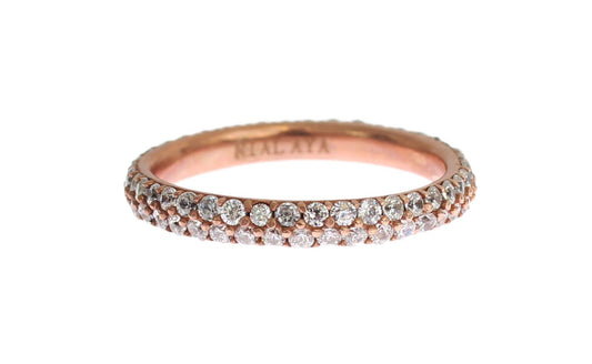 Nialaya Pink Gold 925 Silver Clear CZ Ring