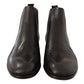 Dolce & Gabbana Black Leather Lizard Skin Ankle Boots