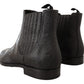 Dolce & Gabbana Black Leather Lizard Skin Ankle Boots