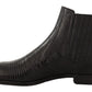 Dolce & Gabbana Black Leather Lizard Skin Ankle Boots