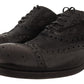 Dolce & Gabbana Black Leather Brogue Wing Tip Men Formal Shoes