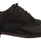 Dolce & Gabbana Black Leather Brogue Wing Tip Men Formal Shoes