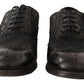 Dolce & Gabbana Black Leather Brogue Wing Tip Men Formal Shoes