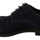 Dolce & Gabbana Blue Suede Leather Derby Studded Shoes