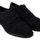 Dolce & Gabbana Blue Suede Leather Derby Studded Shoes