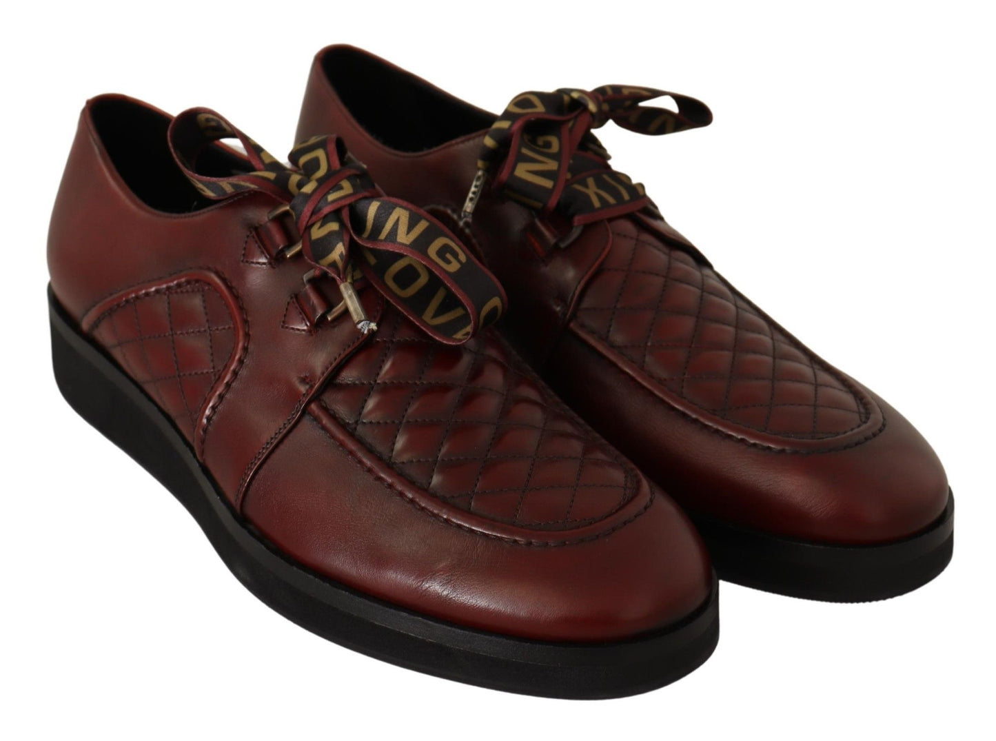 Dolce & Gabbana Red Leather Lace Up Dress Formal Shoes