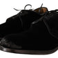 Dolce & Gabbana Black Velvet Lace Up Aged Style Derby Shoes