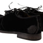 Dolce & Gabbana Black Velvet Lace Up Aged Style Derby Shoes