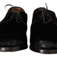 Dolce & Gabbana Black Velvet Lace Up Aged Style Derby Shoes