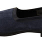 Dolce & Gabbana Blue Leather Perforated Slip On Loafers Shoes