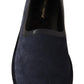 Dolce & Gabbana Blue Leather Perforated Slip On Loafers Shoes