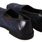 Dolce & Gabbana Blue Leather Perforated Slip On Loafers Shoes