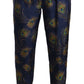 Dolce & Gabbana Blue Peacock Print Tapered Trousers Silk Pants