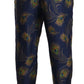 Dolce & Gabbana Blue Peacock Print Tapered Trousers Silk Pants