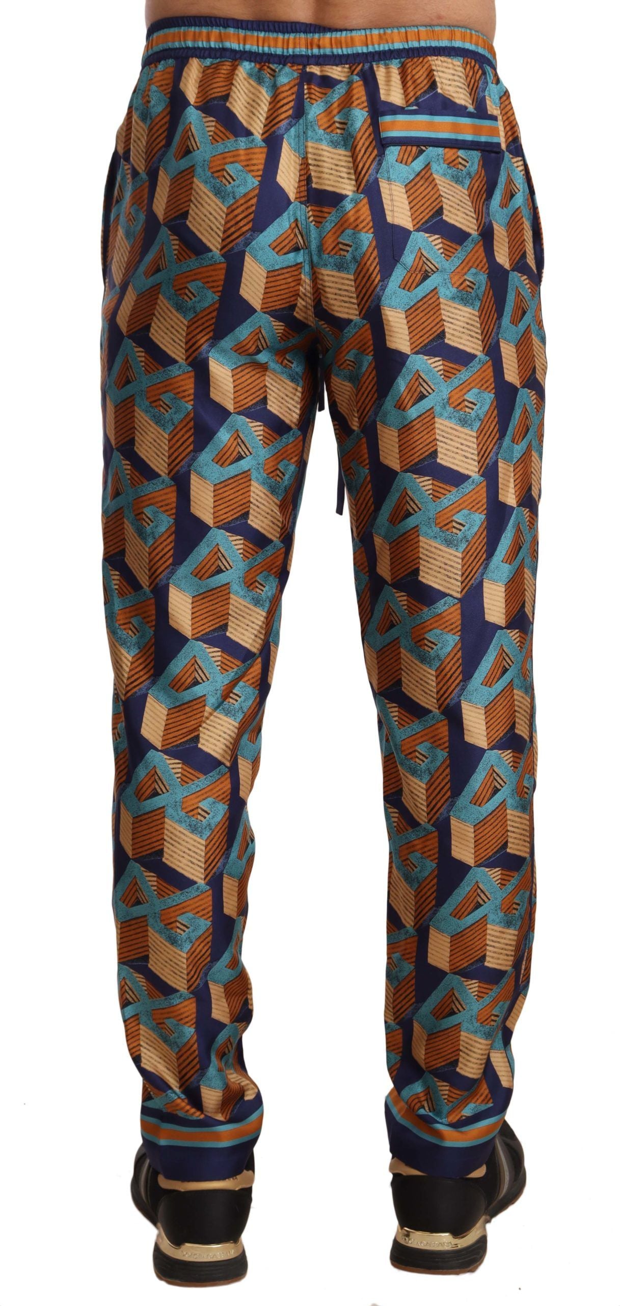 Dolce & Gabbana Multicolor Patterned Joggers Silk Pants