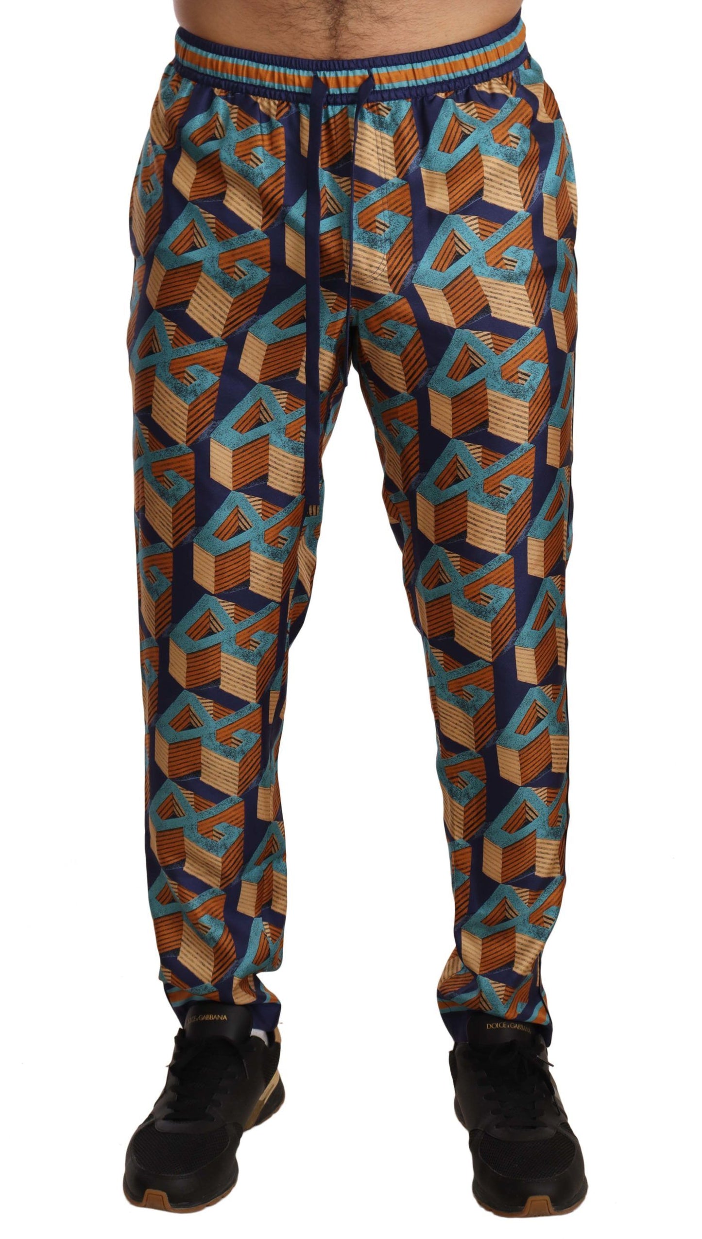 Dolce & Gabbana Multicolor Patterned Joggers Silk Pants