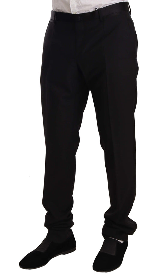 Dolce & Gabbana Black Wool Formal Tuxedo Trouser Pants