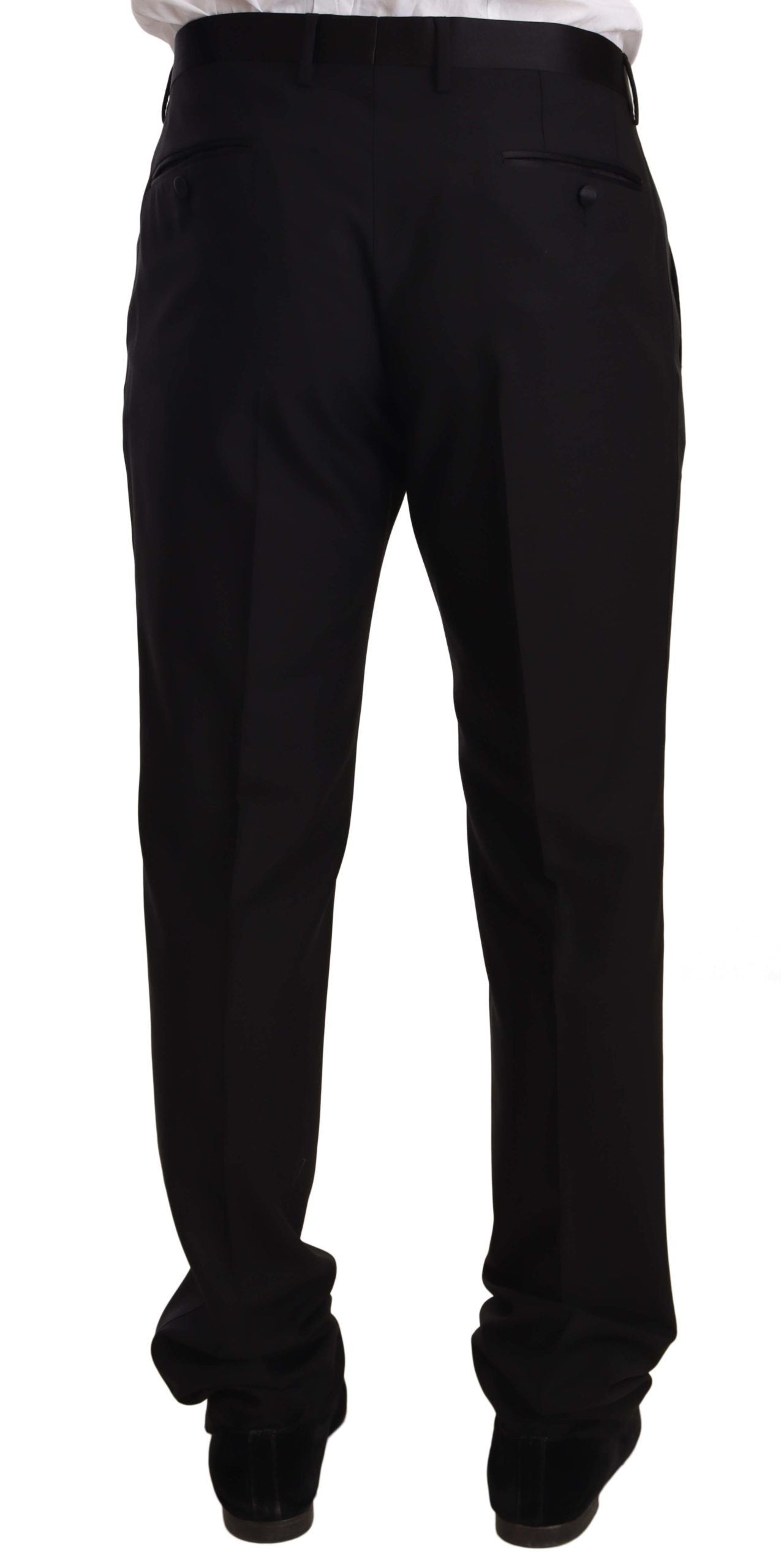 Dolce & Gabbana Black Wool Formal Tuxedo Trouser Pants