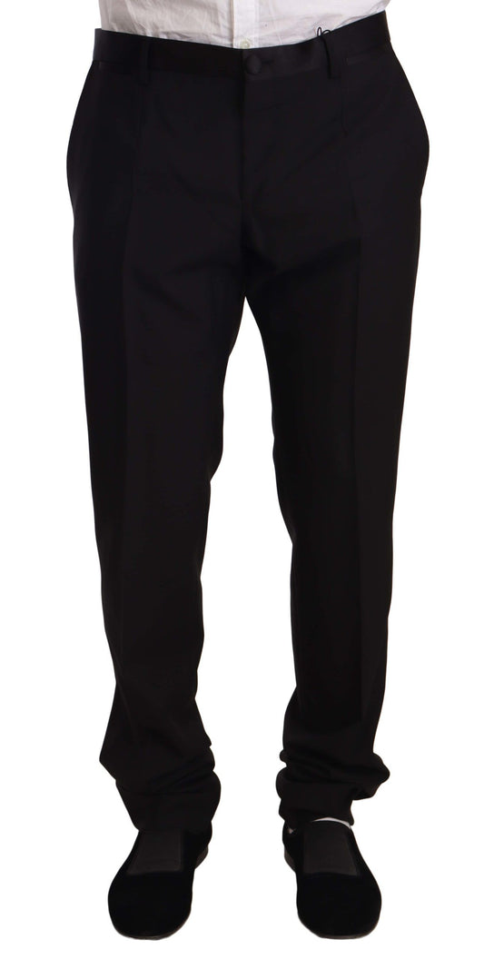 Dolce & Gabbana Black Wool Formal Tuxedo Trouser Pants