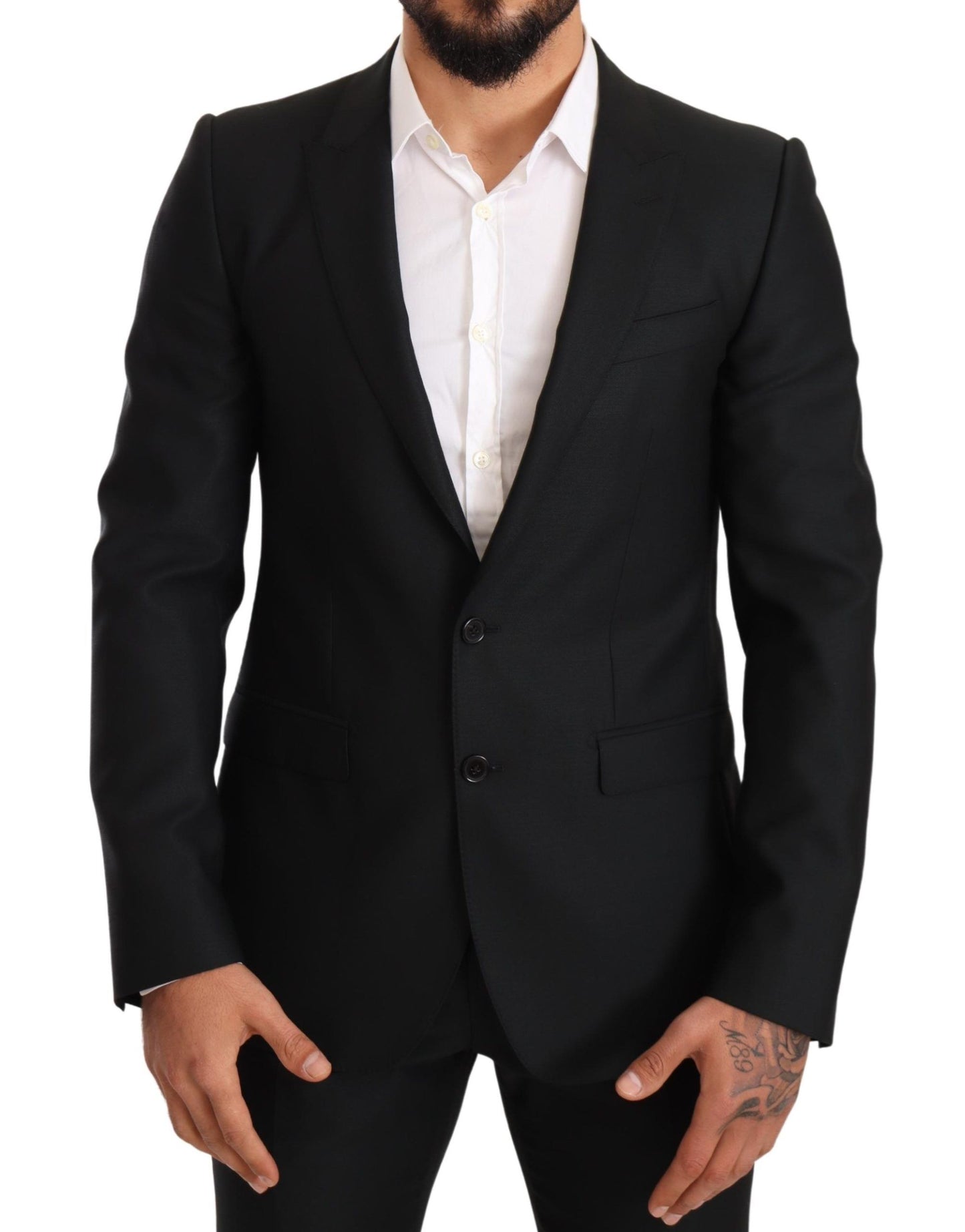 Dolce & Gabbana Black Wool Slim 2 Piece Set MARTINI Suit