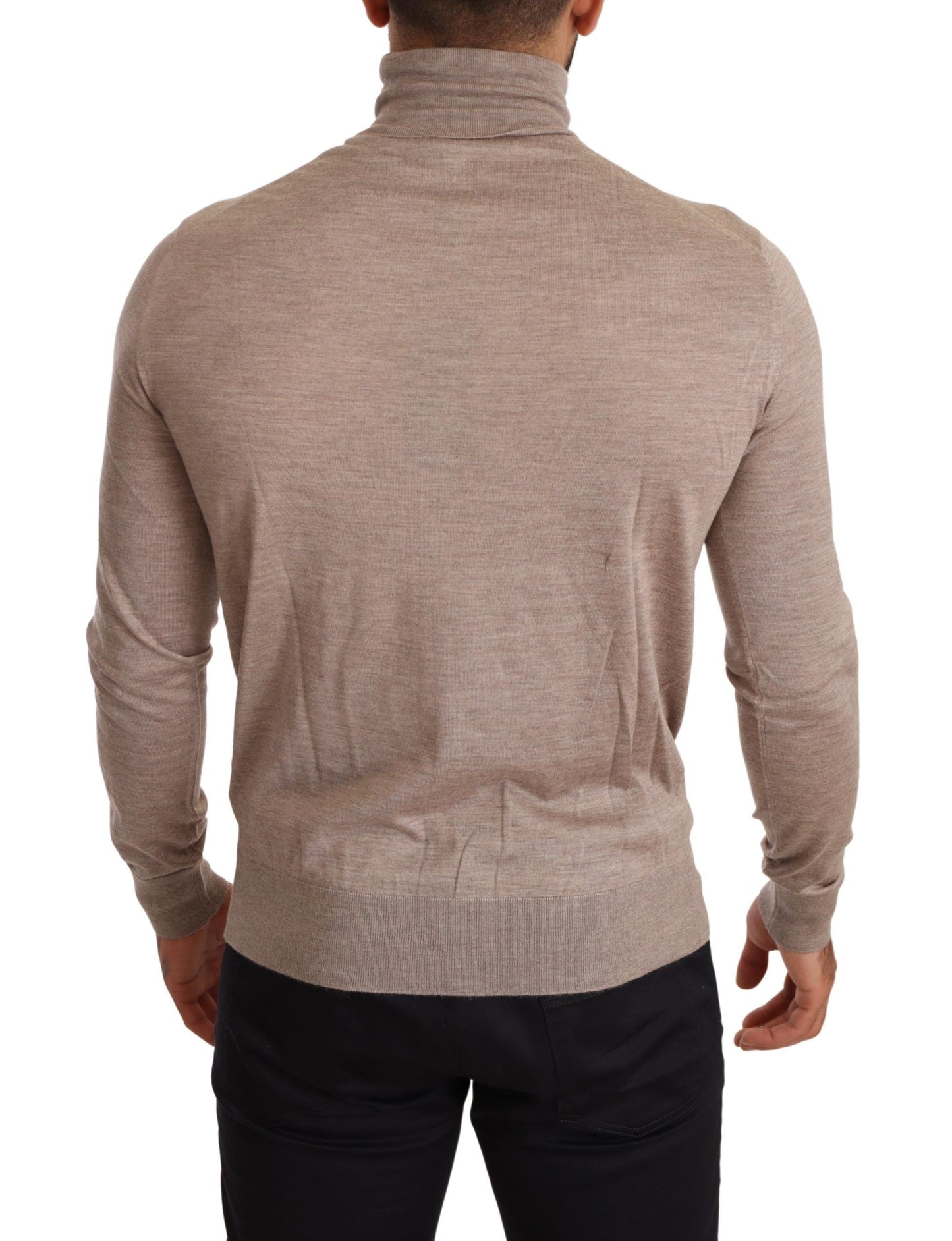 Dolce & Gabbana Beige Cashmere Turtleneck Pullover Sweater