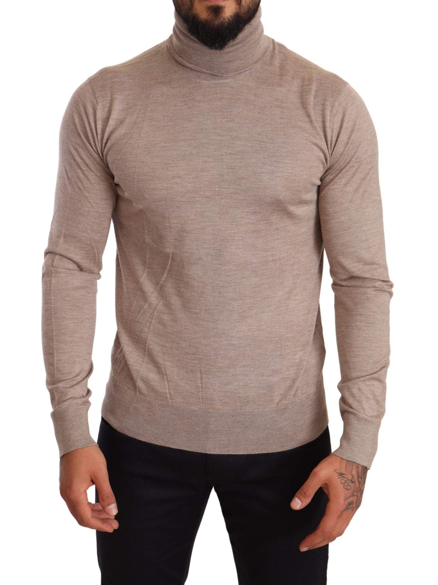 Dolce & Gabbana Beige Cashmere Turtleneck Pullover Sweater