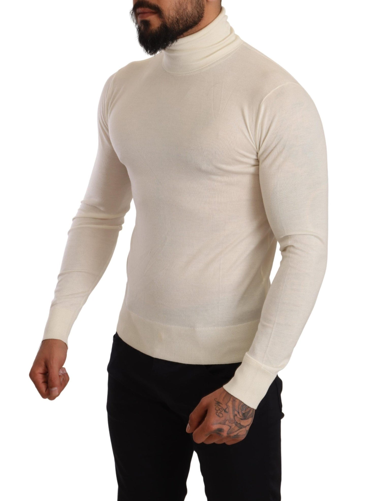 Dolce & Gabbana Cream Cashmere Turtleneck Pullover Sweater