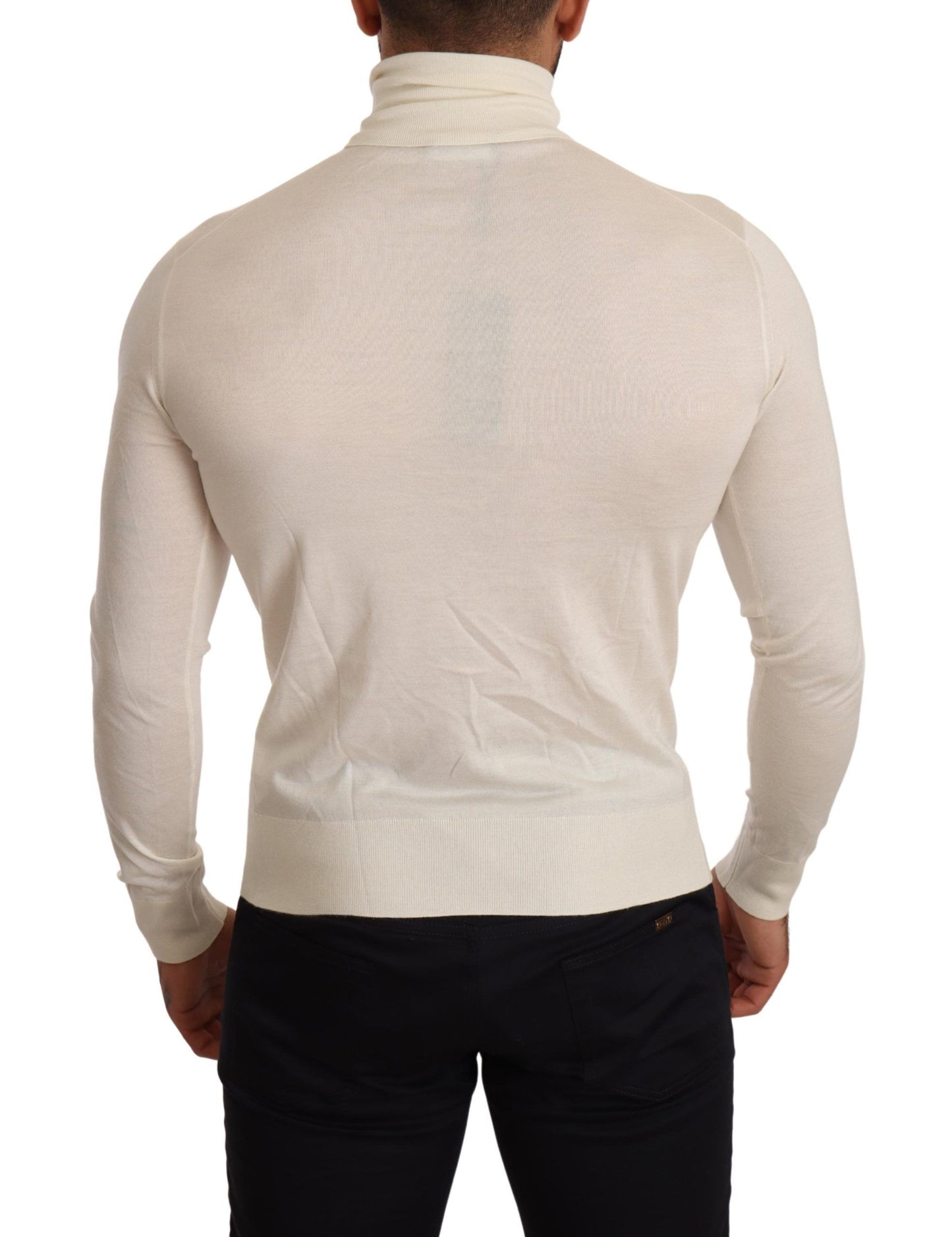 Dolce & Gabbana Cream Cashmere Turtleneck Pullover Sweater