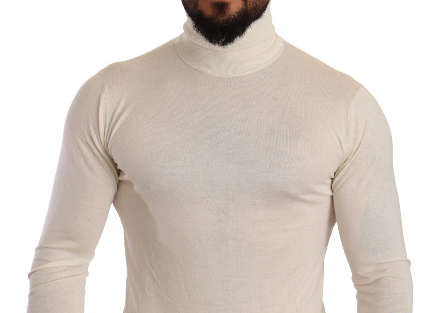 Dolce & Gabbana Cream Cashmere Turtleneck Pullover Sweater