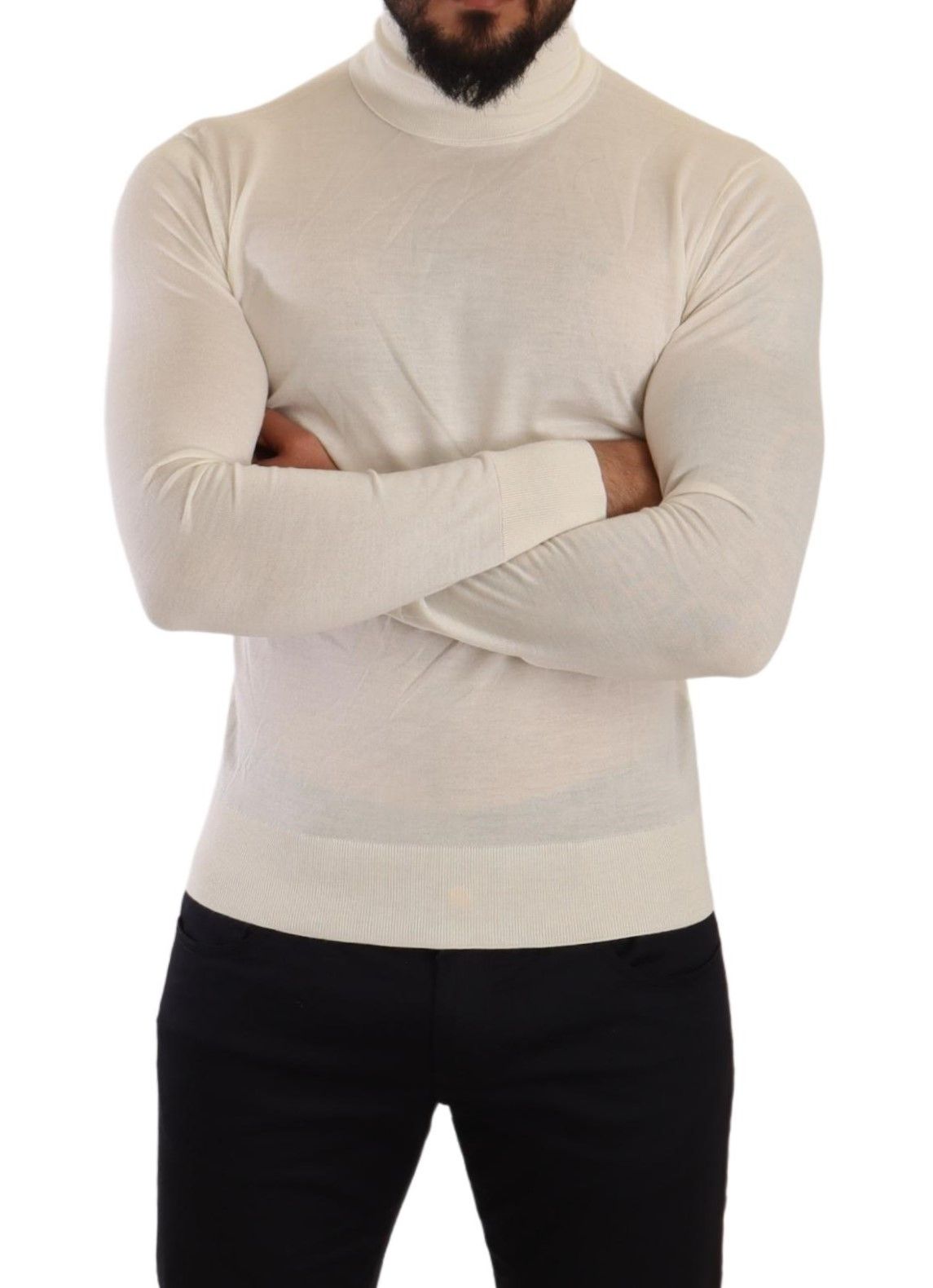 Dolce & Gabbana Cream Cashmere Turtleneck Pullover Sweater