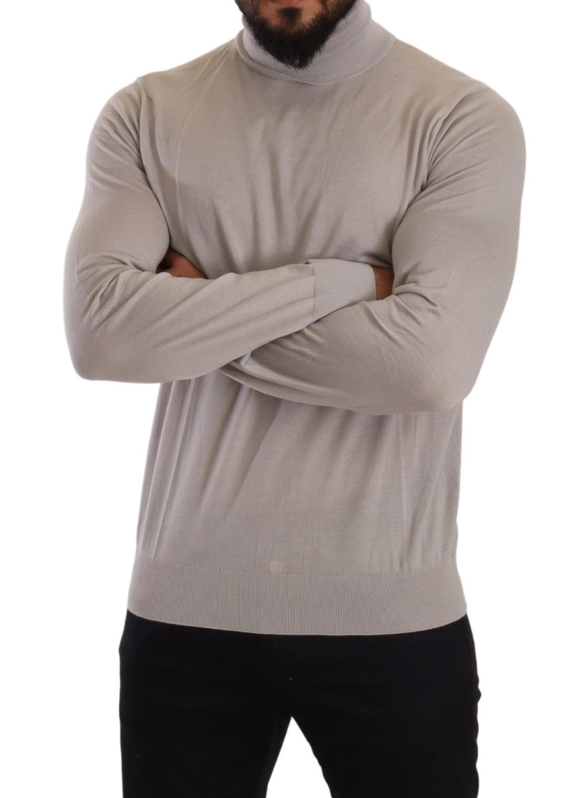 Dolce & Gabbana Gray Cashmere Turtleneck Pullover Sweater