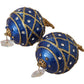 Dolce & Gabbana Gold Brass Blue Christmas Ball Crystal Clip On Earrings