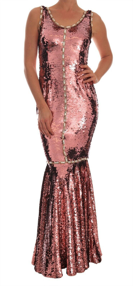 Dolce & Gabbana Pink Sequined Crystal Dress