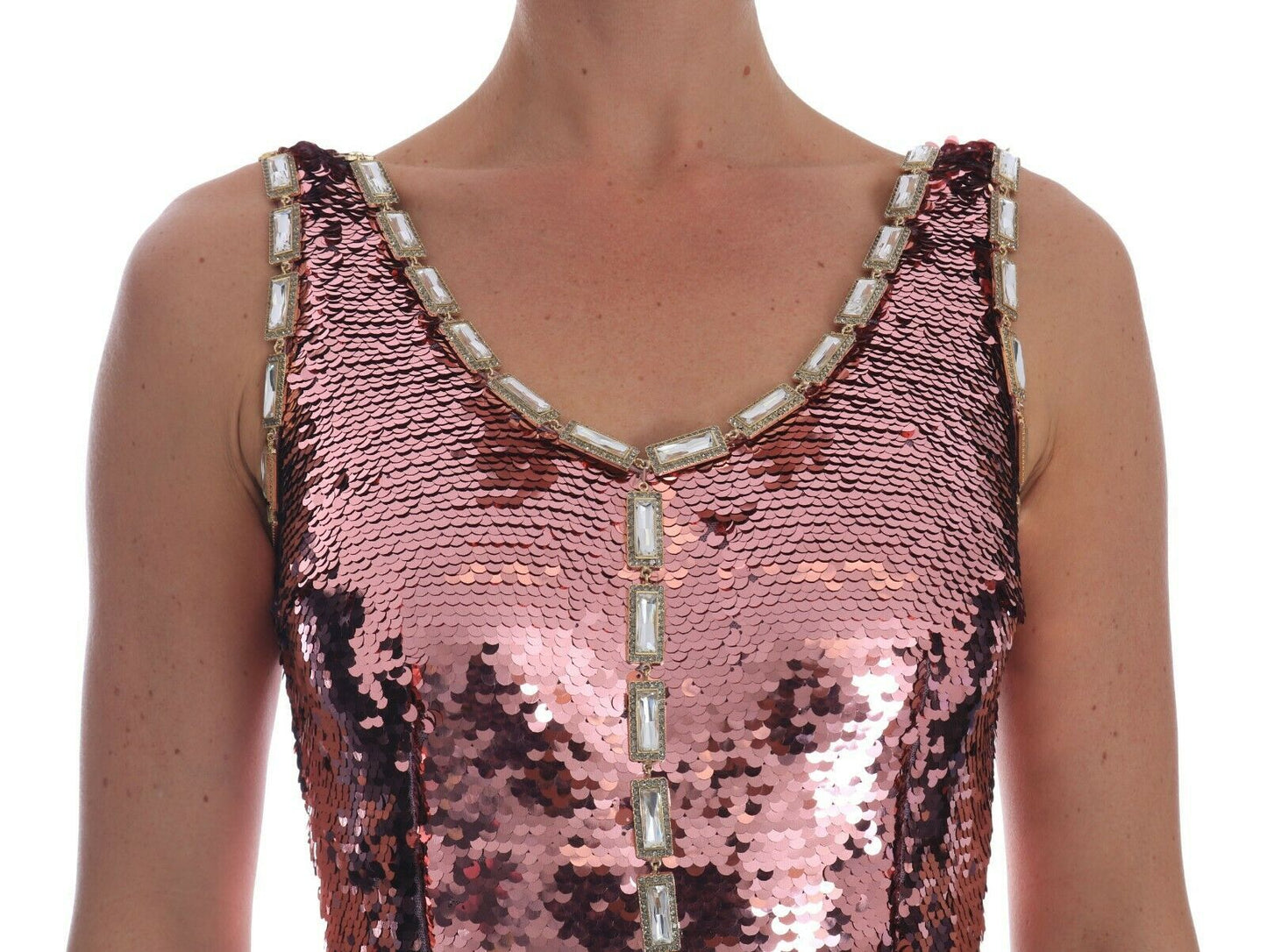 Dolce & Gabbana Pink Sequined Crystal Dress