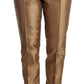 Dolce & Gabbana Gold Silk Tapered Trouser Metallic Pants