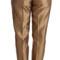 Dolce & Gabbana Gold Silk Tapered Trouser Metallic Pants