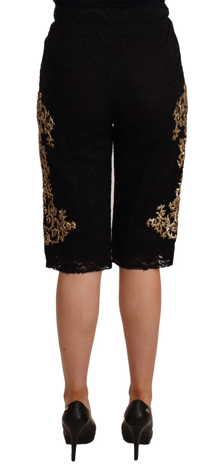 Dolce & Gabbana Black Lace Gold Baroque SPECIAL PIECE Shorts